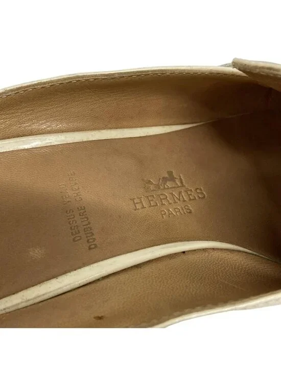 Hermes Sandals 37 Ivory Brown Leather - Picture 5 of 7